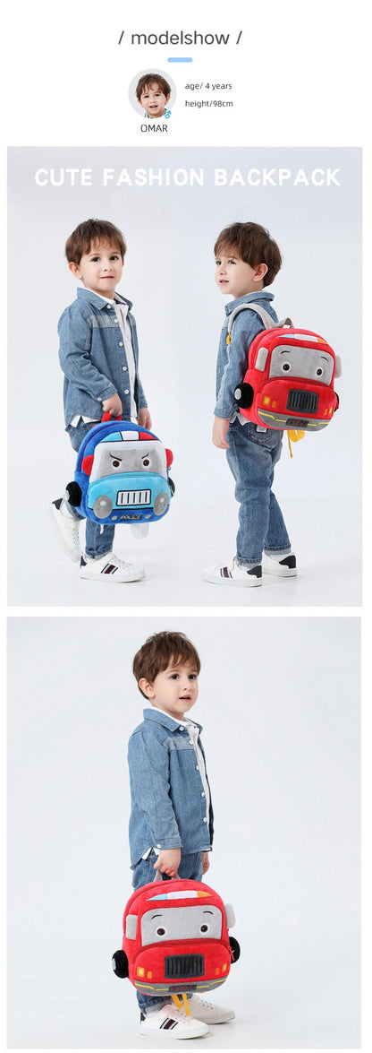Mochila de carro estéreo de desenho animado para meninos e meninas de 2 a 4 anos, mochila escolar de jardim de infância, mochila de pelúcia infantil