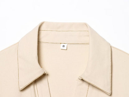 ETJ 2025 summer new TRAF women's elegant fashion waist pleated V-neck short-slee