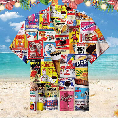 2024 Hawaiian Shirt For Men Summer Ice Cream T-Shirt Beach Prints Short Sleeved Shirt Tops Casual Original Design Men's Clothing