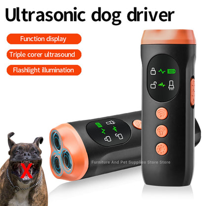 Novo repelente portátil para cães ao ar livre, repelente inteligente de alta potência para gatos, repelente ultrassônico anti latido para cães com lanterna