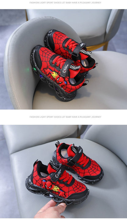 Popular Design Led Lighting Shoes Spring/autumn Baby Boys Sports Casual Shoes Fashion New Style Spider Man Children's Sneakers