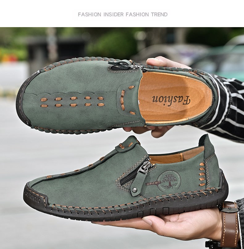 Handmade Leather Men Shoes Casual Slip On Loafers Breathable Leather Shoes Men Flats Hot Sale Moccasins Outdoor Shoes Plus Size