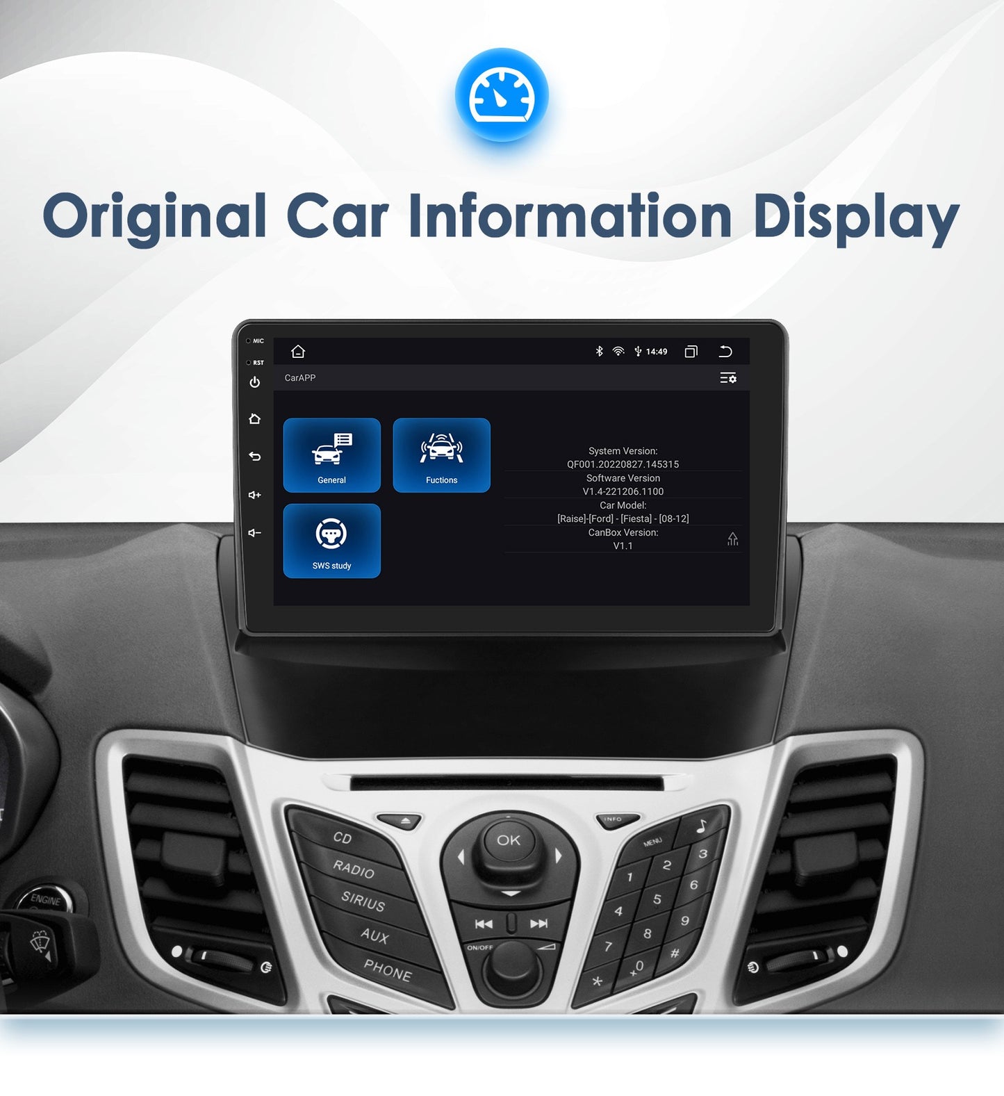 Para Ford Fiesta Mk7 2009-2017 CarPlay sem fio para Apple Android Auto Rádio Automotivo GPS RDS WiFi 4G 8 Núcleos Multimídia Estéreo 2din SWC