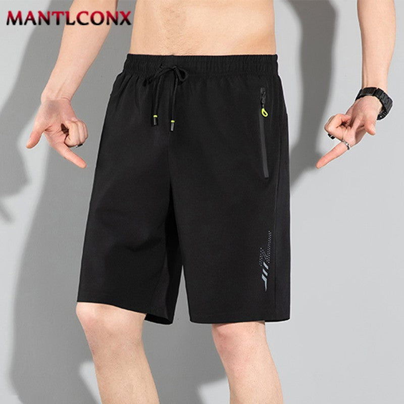 New Fashion Sports Shorts Men Breathable Quick Dry Men's Short Pants Men Breathable Elastic Waist Shorts Male Bottom Black XXXL