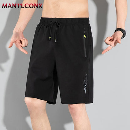 New Fashion Sports Shorts Men Breathable Quick Dry Men's Short Pants Men Breathable Elastic Waist Shorts Male Bottom Black XXXL