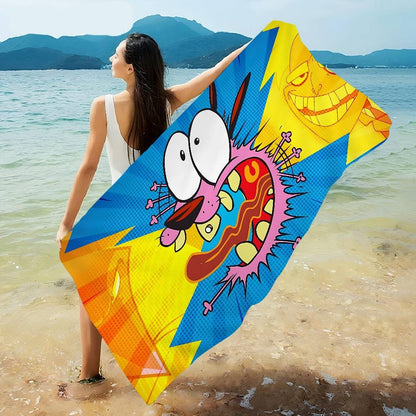 Cartoon C-Courage C-Cowardly Dog Bath Towel Microfiber Soft Absorbing Breathable For Girl Kids Decorative Cartoon Beach Towel