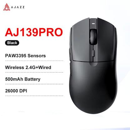 Mouse Gamer Sem Fio AJAZZ AJ139 V2 MC/AJ139 PRO Sensor PAW3311/PAW3395 12000DPI/26000DPI 500mAh Mouse Bluetooth Para PC