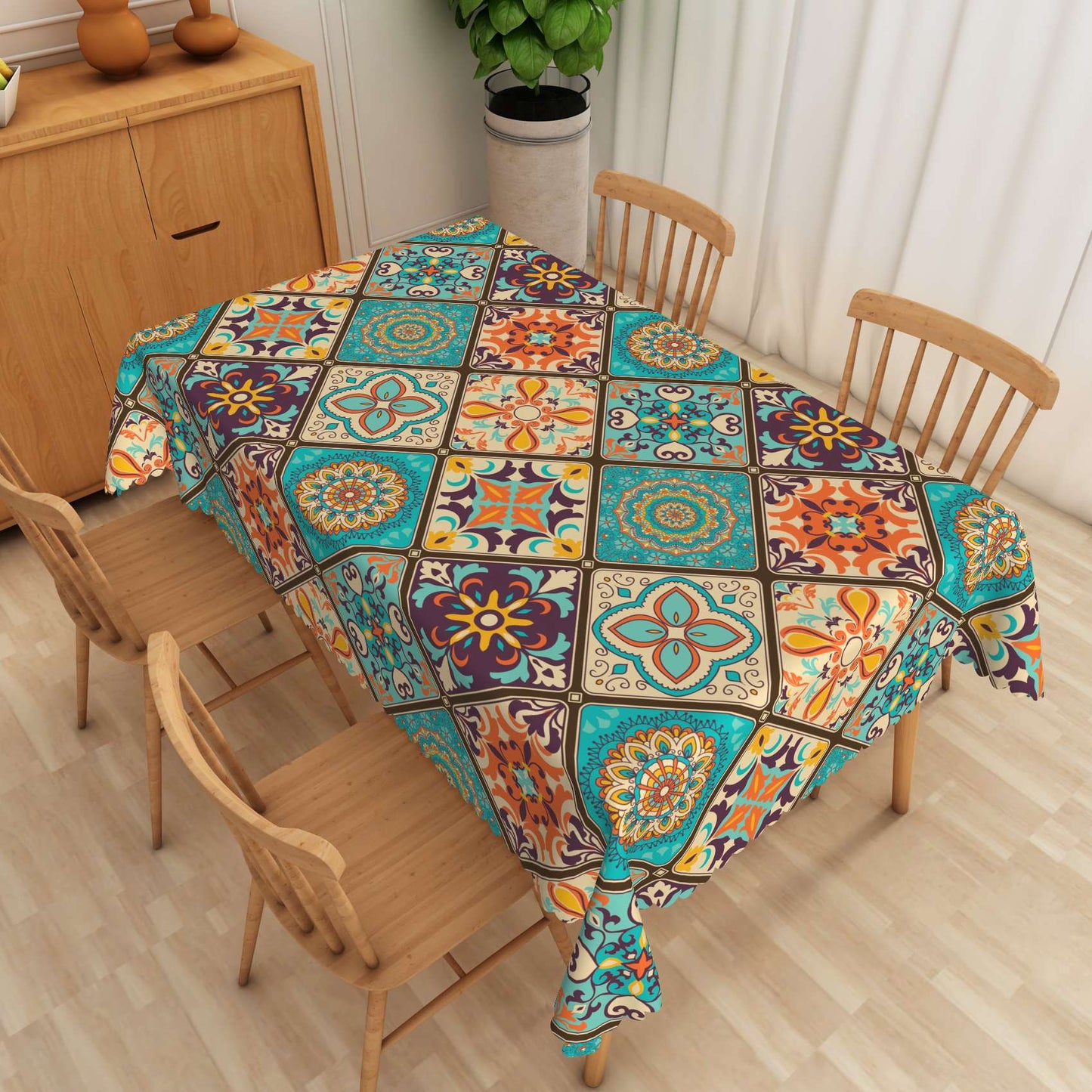 Bohemian Mandala Tablecloth Rectangular Table Decor Polyester Washable Durable Table Cover for Dining Office Kitchen Picnic