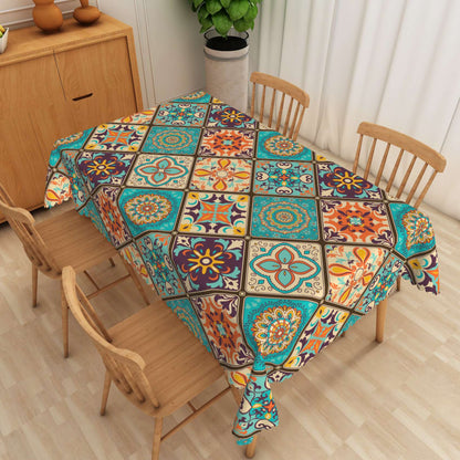 Bohemian Mandala Tablecloth Rectangular Table Decor Polyester Washable Durable Table Cover for Dining Office Kitchen Picnic