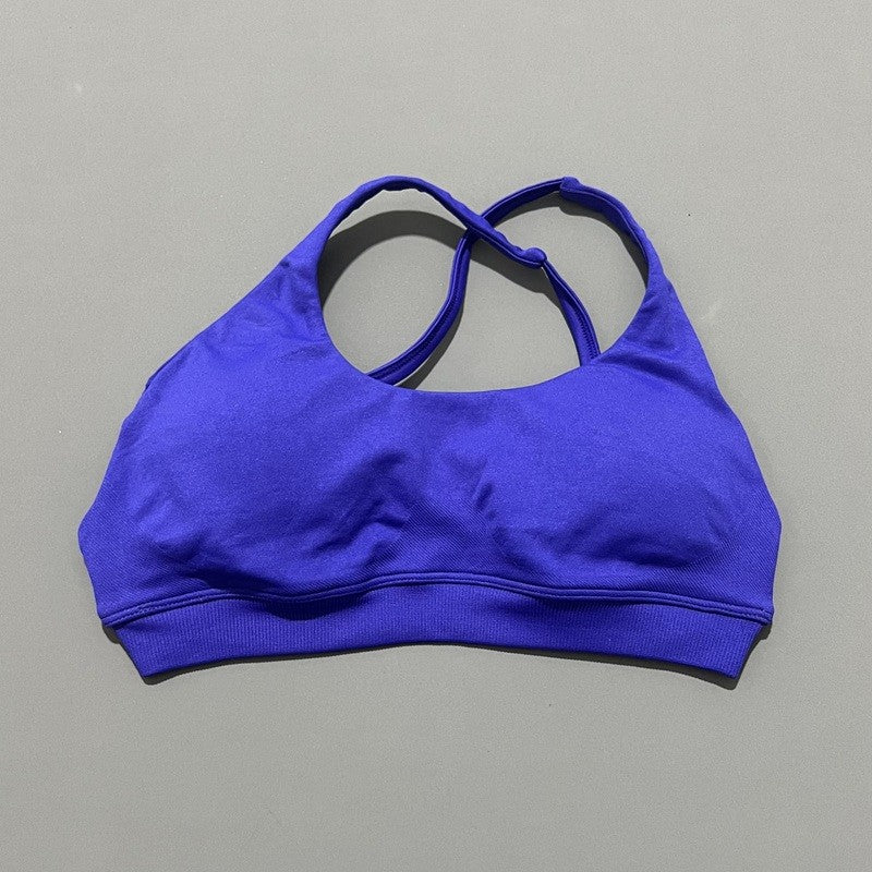 Women Asymmetric Sports Bra Seamless Yoga Top High Support Removable Chest Open Back Bra Gym Workout Underwear