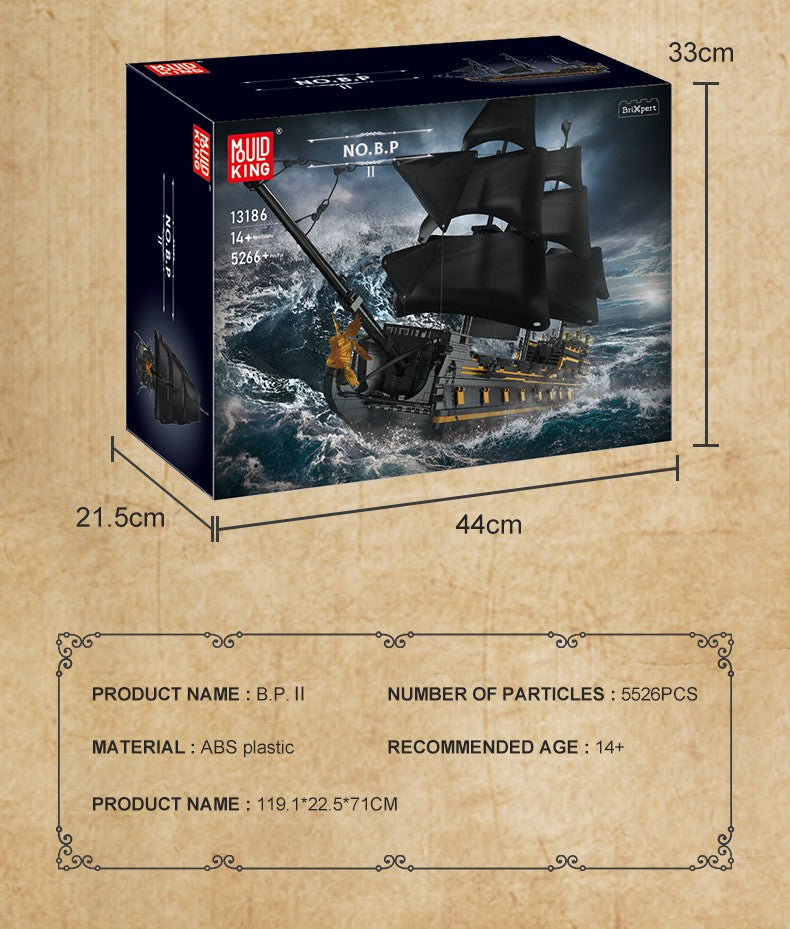 Mould King 13186 Pirate Ship Toys The Big Black Pearl Building Block Assembly Pirate Ship Brick Set Kids Christmas Gift