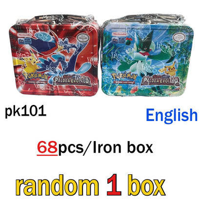 Hot 41/42/48/68/118/210 Caixa de Ferro Pok é mon Pikachu Trading Game Card PTCG Mewtwo Sylveen Série de Brinquedos Anime Battle Card