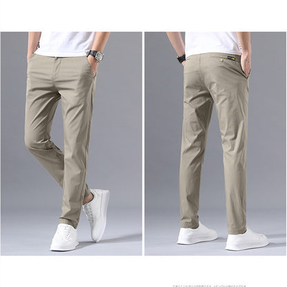 Calças Masculinas de Negócios Sociais Casual Caqui Verde-claro Perna Reta Clássica Slim Fit Venda Quente Fina Masculina
