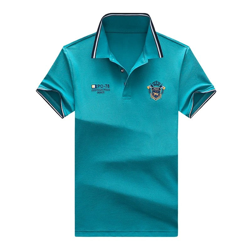 summer Men's Casual Embroidery Short Sleeve Polo Shirt New Fashion Solid Color Top