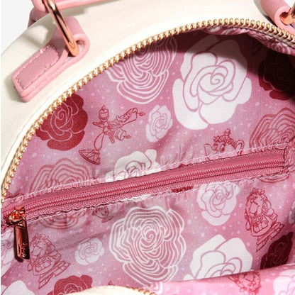 Bolsa Mini Mochila Loungefly A Bela e a Fera Série Princesas Cogsworth ?Lumiere Chip? Cosplay
