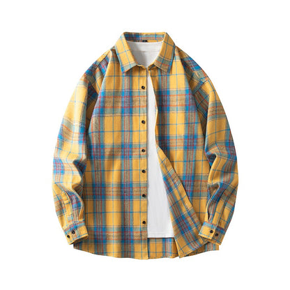 Men Shirt Plaid Flannel Long Sleeve Oversized Loose Cotton Casual Male Youth Comfortable Soft Fall Streetwear Formal Dress Shirt