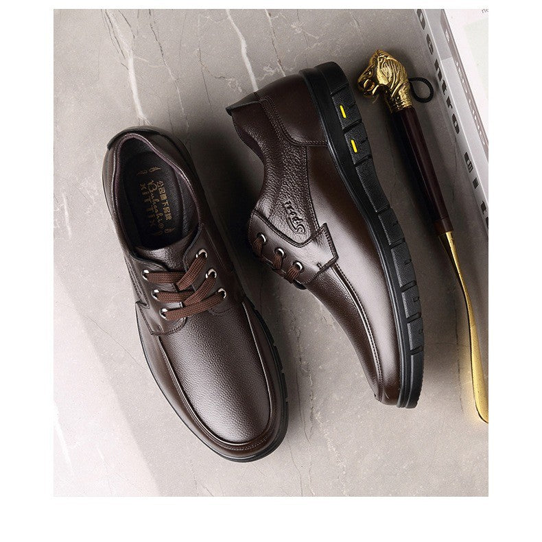 Hot Sale Men Genuine Leather Casual Shoes Soft Sole Lace-up Luxury Brand Middle-aged Old Man Dad Lightweight Loafers Shoes