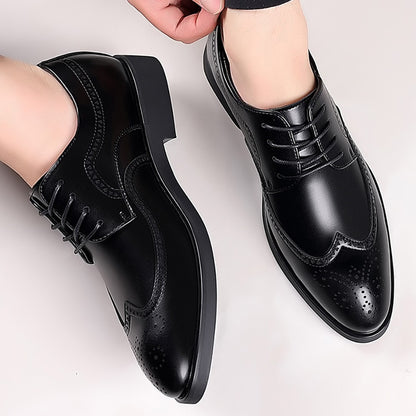 Men's Elegant British Brogue Derby Shoes Lace-Up Patchwork Breathable Formal Dress Shoes Business Wedding Thanksgiving Christmas