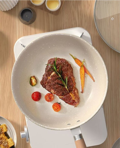 Deepen Non-Stick Frying Pan Wok Medical Stone Household Steak Pancake Pot Induction Cooker Gas Stove Universal Kitchen Cookware