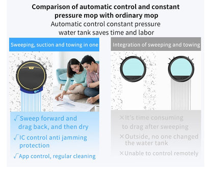 Aspirador Robô Inteligente 2800PA Controle Remoto Sem Fio Máquina de Limpeza Automática Varredura de Chão Aspirador de Pó Úmido e Seco Para Casa