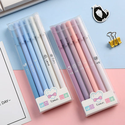 Caneta Gel Fofa Morandi 6 Peças/Conjunto Kawaii 0,5mm Esferográfica Preta Material de Escritório Escolar Caneta de Água para Estudante Caneta Neutra