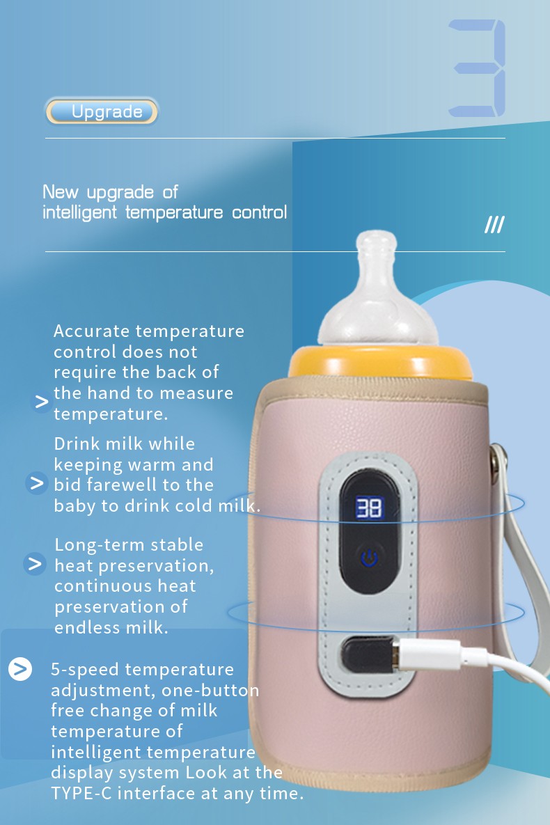 USB bottle warmer bag, baby milk insulation bag, portable multifunctional bottle warmer, suitable for home travel and cars.