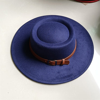 Chapéu Fedora unissex de inverno, superfície circular côncava e convexa, chapéu de jazz de feltro liso, elegante para homens e mulheres.