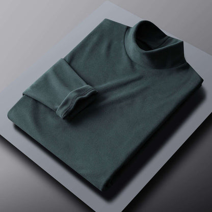 Hot Winter Warm Men Mock Neck Basic Plain T-shirt Blouse Pullover Long Sleeve Top Male Outwear Slim Fit Stretch Fashion Sweater