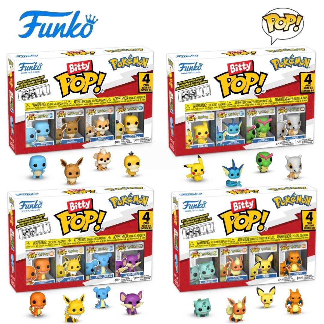 Funko Bitty Pop Pokemon Pikachu Bulbasaur Caixa Surpresa Charmander Pacote com 4 Bonecos Minis Colecionáveis Brinquedo Modelo Presentes de Natal