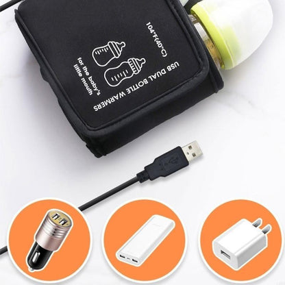 USB Travel Double Bottle Warmer Multifunctional Constant Temperature Cover Case L8RB