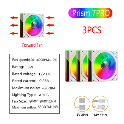 PRISM 7 PRO Computer Case Fan 120mm ARGB 4-Pin PWM Silent Cooling Fan 12V High Airflow 58.36CFM/800-1800RPM