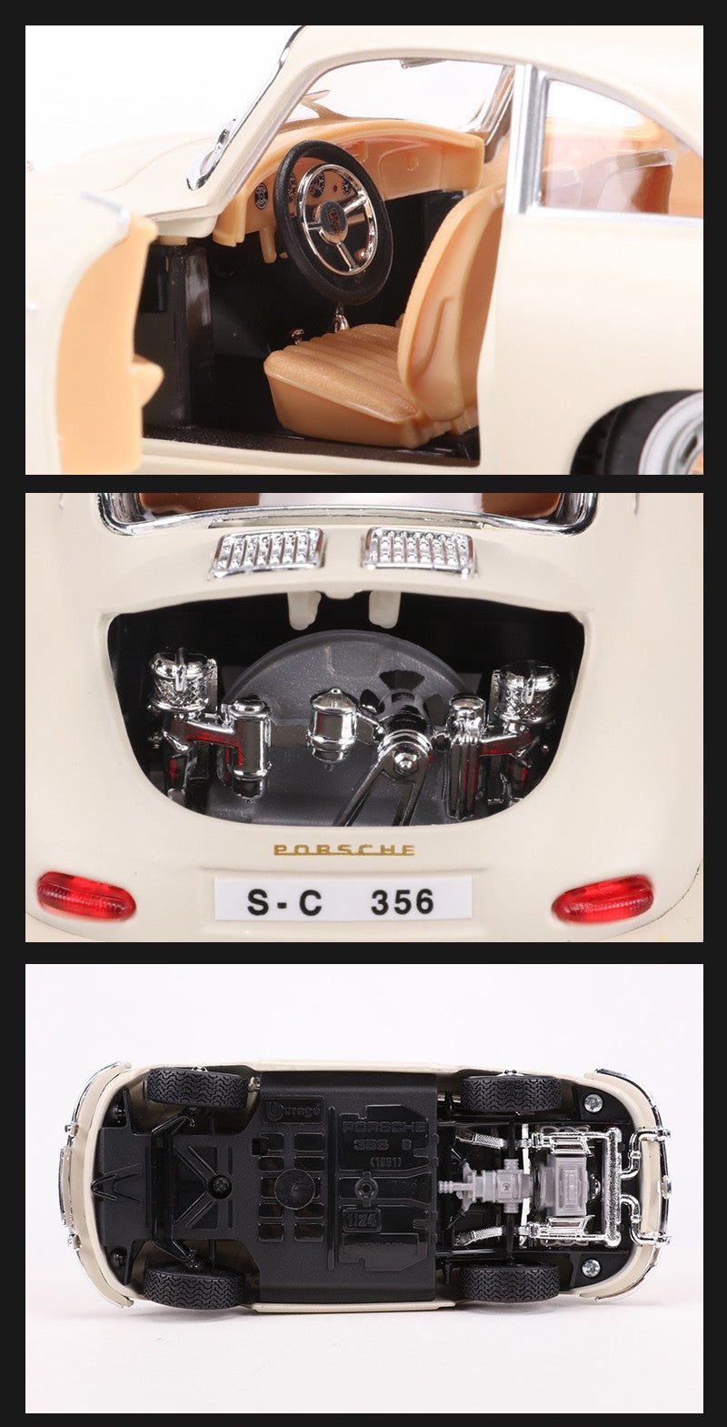 Burago 1:24 1961 Porsche 356B Coupé Modelo em Liga #22079