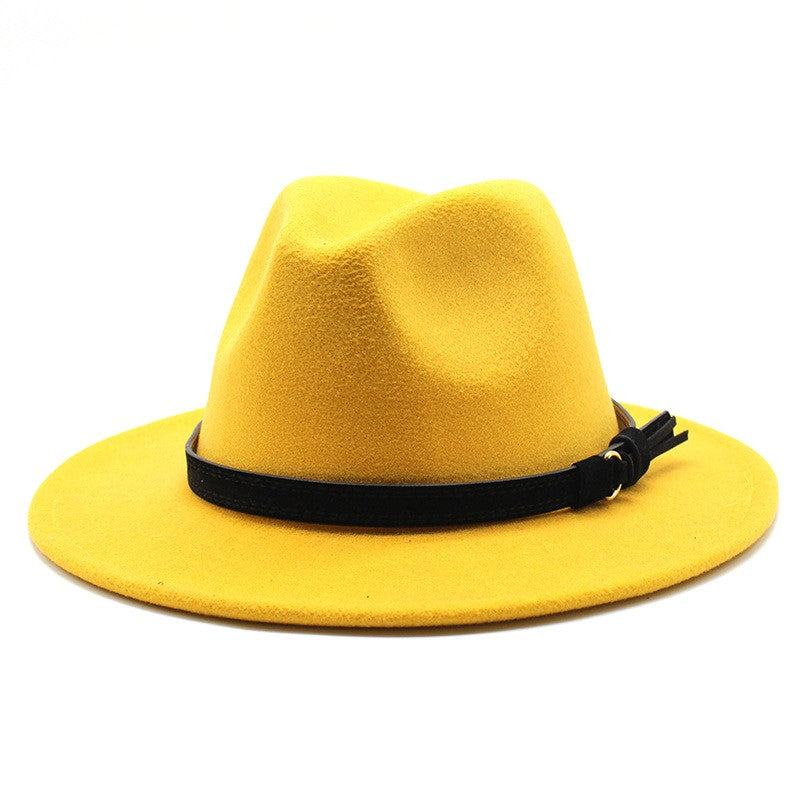 Gangster Trilby Felt Fedora Hat European American Wide Brim Top Jazz Caps Women Men Wool White Wedding Hat 56-58-61CM