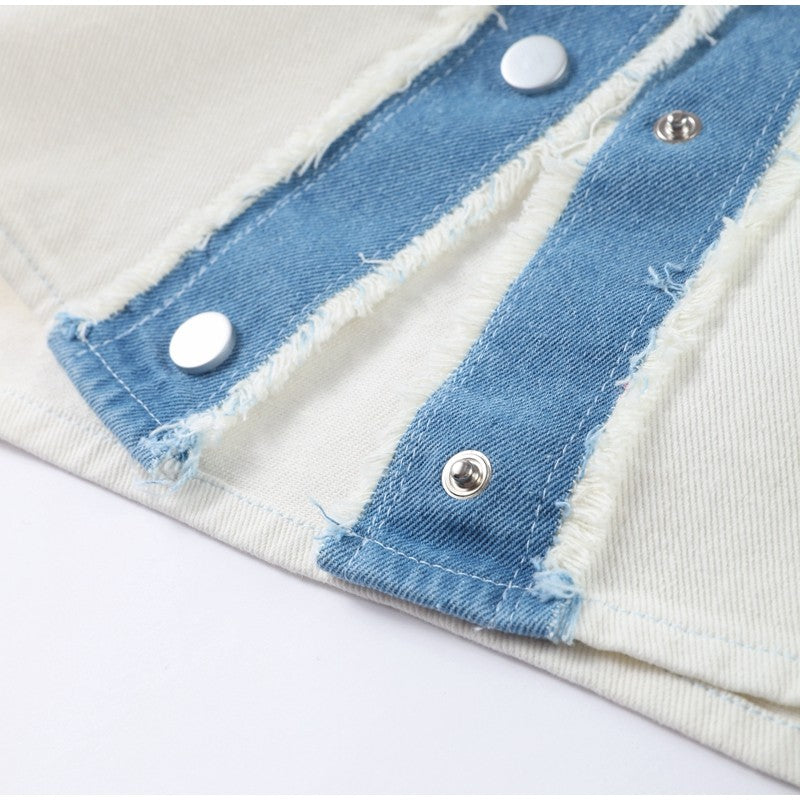 Women 's Jackets Laple Denim Patchwork Fringes Big Pockets Single Breasted Long Sleeve Coat Female 2025 Spring New Lady Outwears