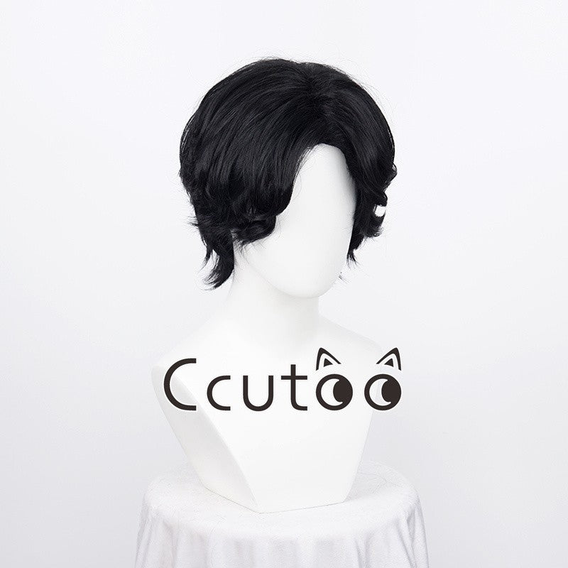 Peruca Curta Preta Anime Portgas D. Ace Cabelo Sintético Resistente ao Calor Perucas Cosplay + Touca de Peruca