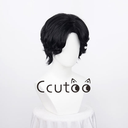 Peruca Curta Preta Anime Portgas D. Ace Cabelo Sintético Resistente ao Calor Perucas Cosplay + Touca de Peruca