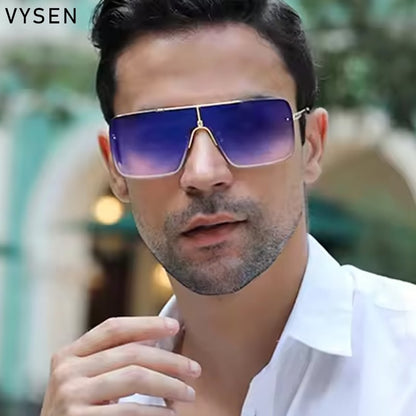 Óculos de sol quadrados oversized para homens, armação grande, 2025, design de marca de luxo, armação de metal, óculos de sol masculinos, óculos retrô