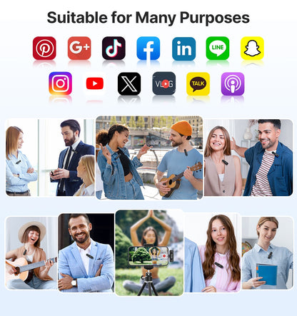 BOYA BY-V3 Microfone de Lapela Sem Fio com Cancelamento de Ruído Recarregável para iPhone Android Câmera Transmissão ao Vivo Vlogging