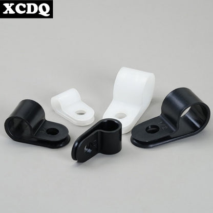100pcs Black P Style Mounting Cable Clamp Plastic Nylon Isolation Screw Fixed Wire Holder Cable Clips Manager 3.0-18mm Diameter