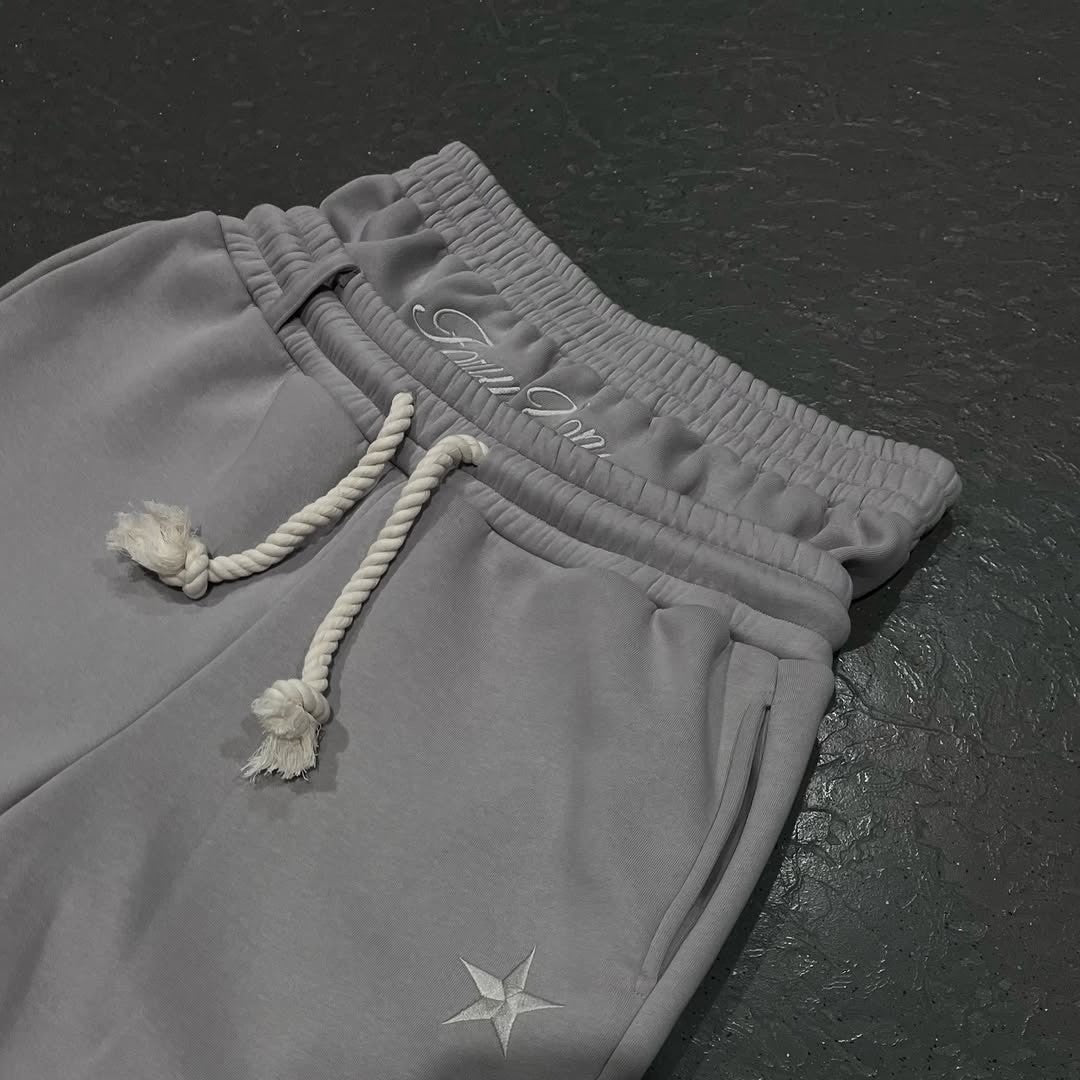 Harajuku Loose Double Waisted Sweatpants Y2K American Solid Color Letter Embroidery Casual Pants Hip Hop Drawstring Waist Jogger