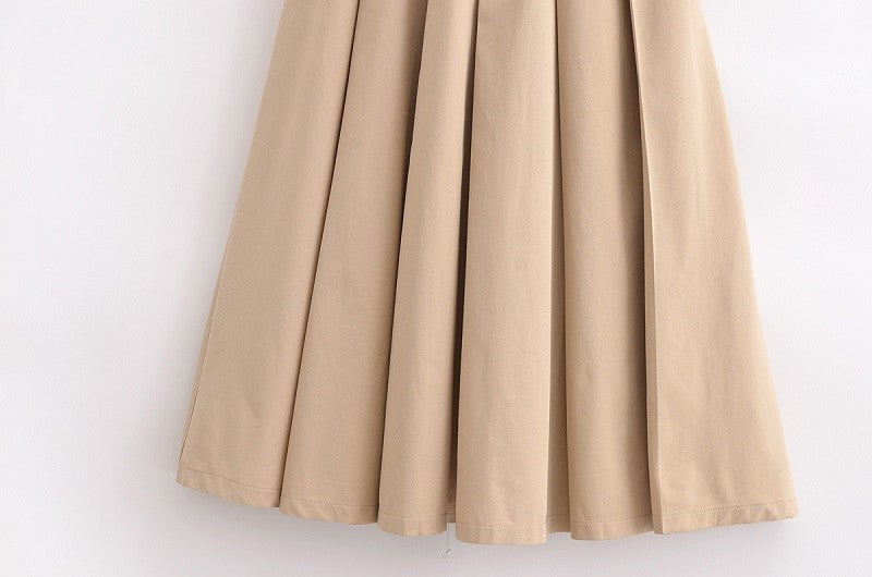 MUJER 2025 Woman Dresses Belt Pleated Midi Dress Women Sleeveless Summer Dress W