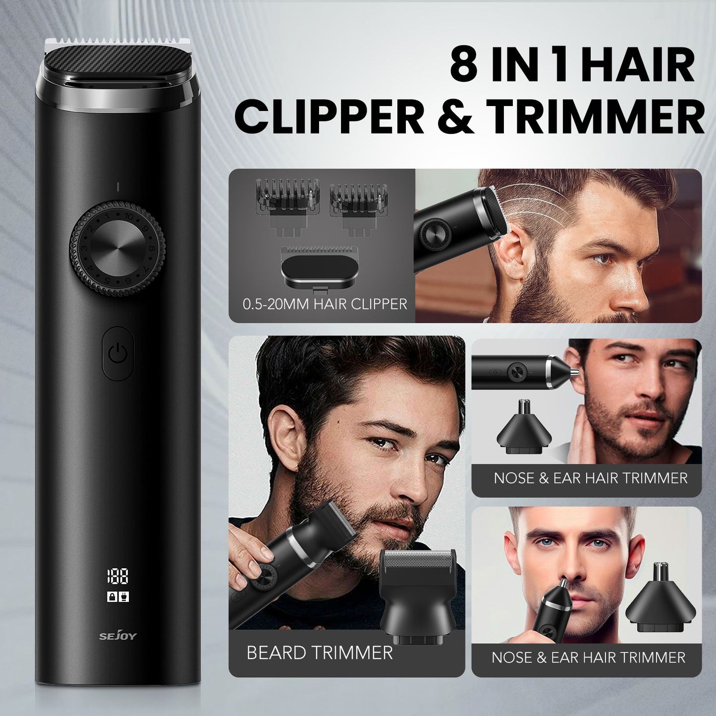SEJOY Electric Hair Trimmer Kits Cordless Professional Hair Clipper Reachageable Waterproof Nose Hair Trimmer
