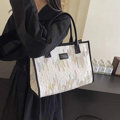 Large Capacity Canvas Bag Versatile Bag Women's Fashion Portable Shoulder Commuter Tote Bag Ethnic Style