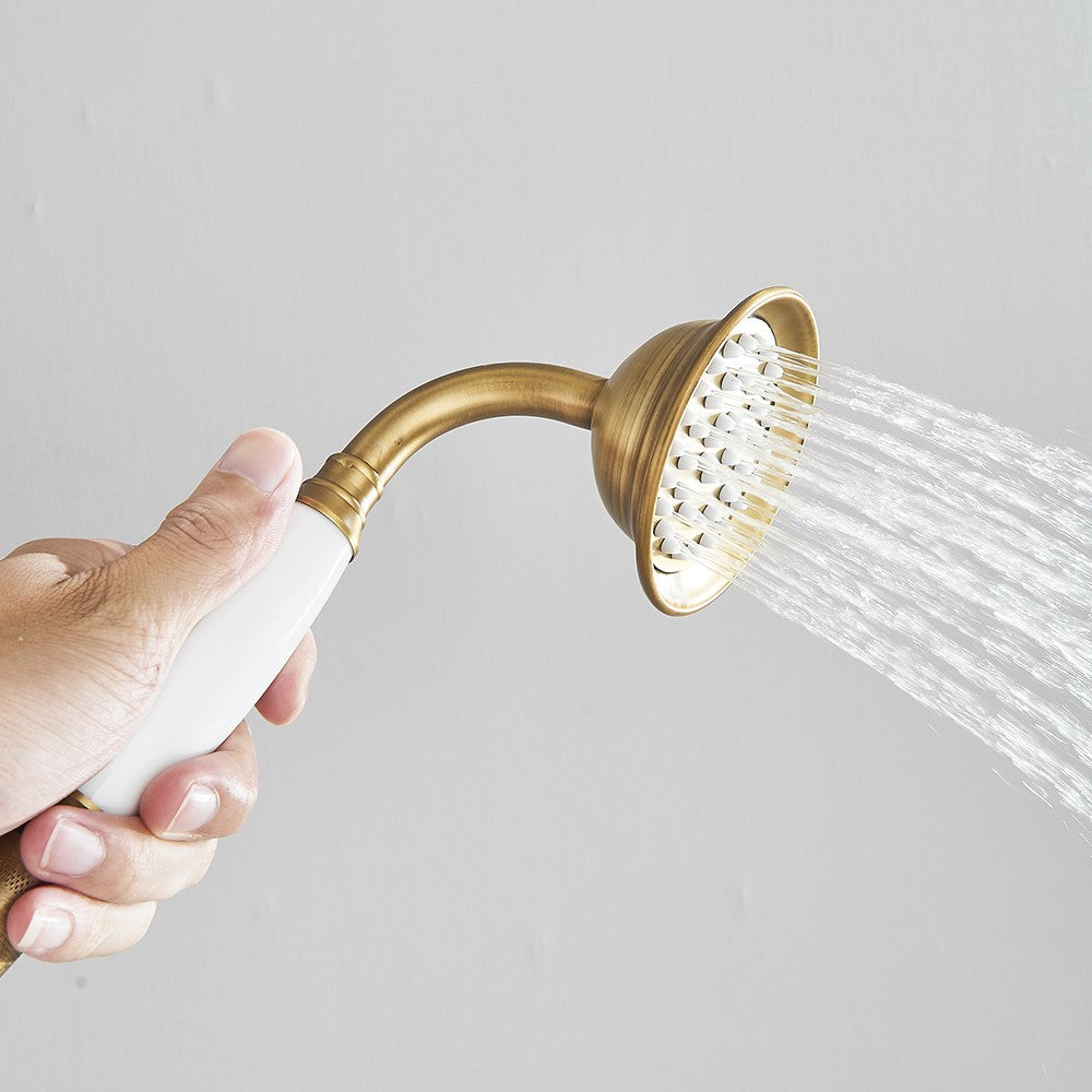Ducha Chuveiro Banheiro Vintage Cerâmica Latão Montado Parede Torneira Pulverizador Acessório Hardware Chuveirinho