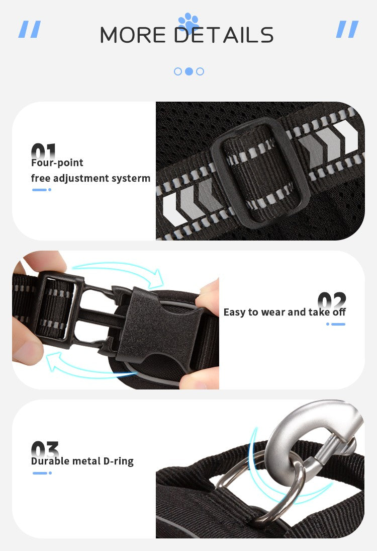 SMALL COMBINATION Dog Harness No Pull Reflective Pet Dog Chest Harness Adjustable for Small Medium Large Dogs Outdoor Walking
