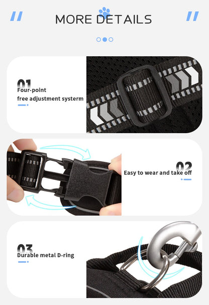 SMALL COMBINATION Dog Harness No Pull Reflective Pet Dog Chest Harness Adjustable for Small Medium Large Dogs Outdoor Walking