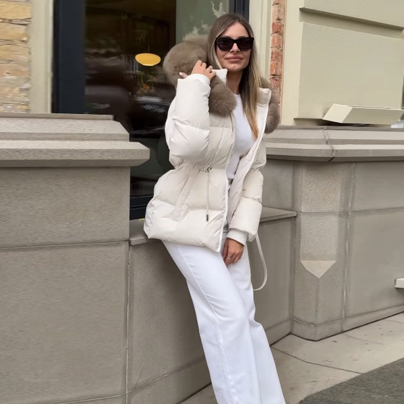 Fashion Fur Patchwork Short Warm Coat Women Lapel Lace Up Long Sleeve Coats Female 2025 Autumn Winter Lady Outwears New