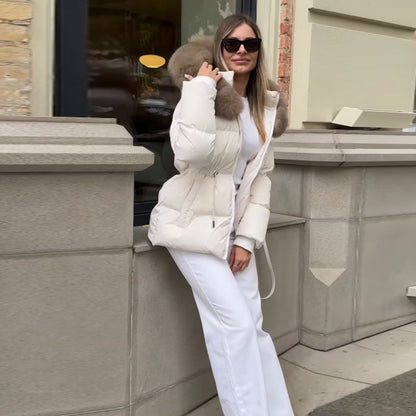 Fashion Fur Patchwork Short Warm Coat Women Lapel Lace Up Long Sleeve Coats Female 2025 Autumn Winter Lady Outwears New