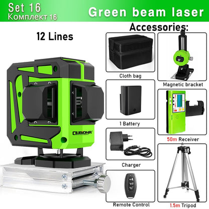 Nível a Laser Clubiona 16/12 Linhas linha verde Autonivelante 360 Horizontal e Vertical Nível a Laser de Feixe Verde Super Potente