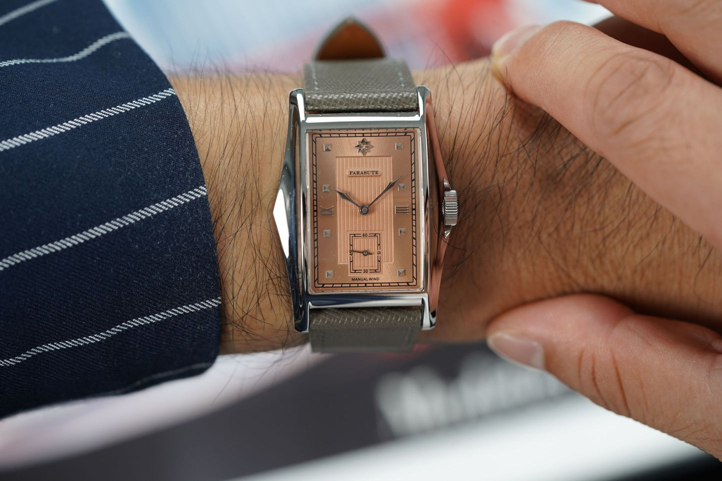 FARASUTE Creative Manual Square Customized Mechanical Movement Watch Men Luxury Sapphire Glass Small Second Wristwatches reloj